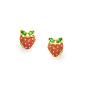 Sweet Strawberry Stud Earrings For Kids