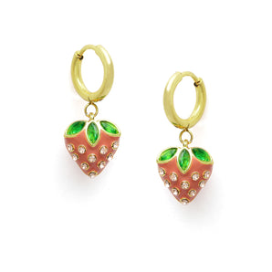 Sweet Strawberry Hoop Earrings